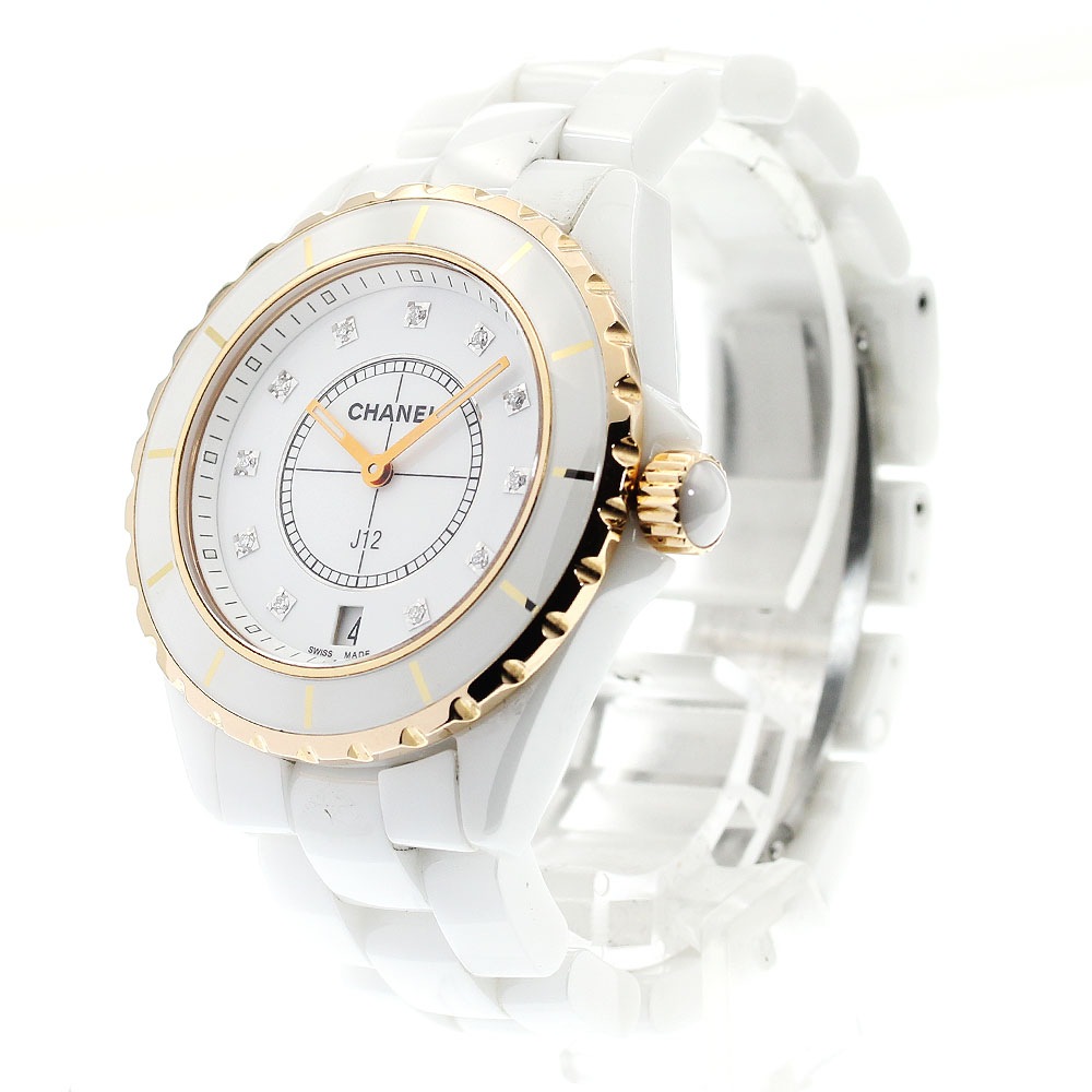 シャネル CHANEL H2180 J12 白セラミック 11Pダイヤ PGベゼル クォーツ メンズ 美品 保証書付き_877696【中古】 vitruvije.rs
