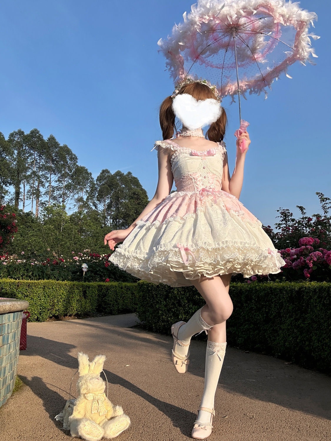 Lolita夏季JSK小礼服洛丽塔可爱蕾丝短款连衣裙大童可爱公主裙