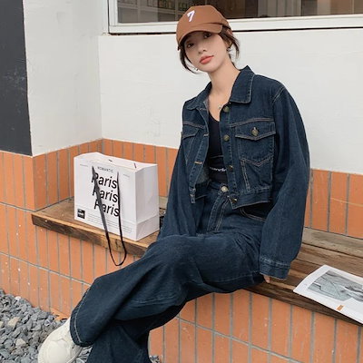 Qoo10] デニムセットアップ レディース 韓国 フ : レディース服