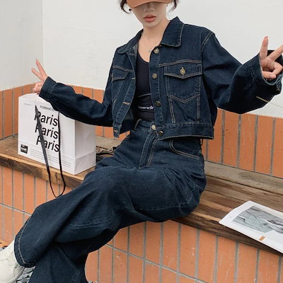 デニムセットアップ　韓国 Qoo10] 韓国 デニム セットアップ レディース : レディース服