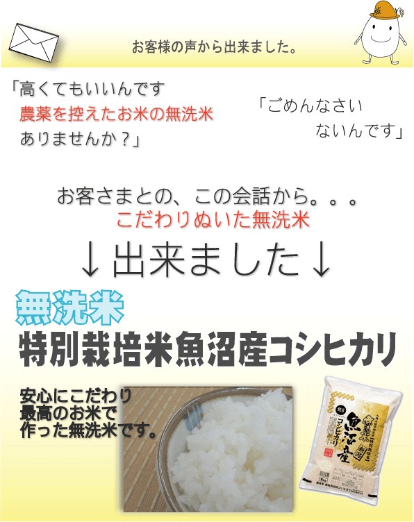 令和6年産 【無洗米】 栽培米 新潟県魚沼産コシヒカリ 5kg
