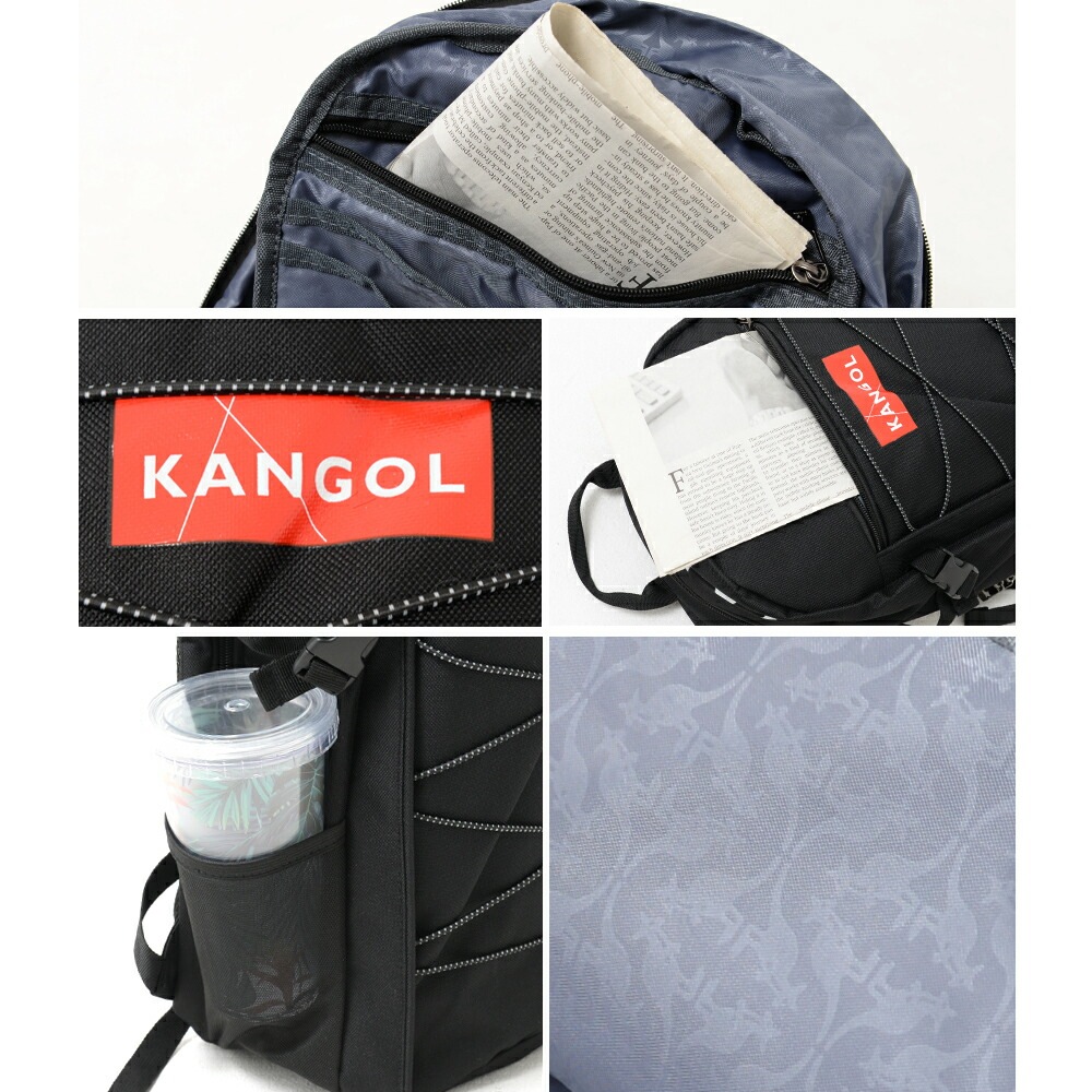 KANGOL カンゴール リュックサック メンズ レディース バックパック デイパック ブランド 通勤 通学 大容量 かっこいい おしゃれ シンプル 無地 ブラック 黒 オ