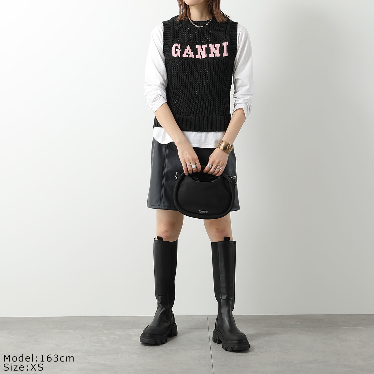 GANNI ガニー ニットベスト Cotton Rope Vest K2047 K2100 2589 レディース ノースリーブ ロゴ プルオーバー クルーネック 【mega】