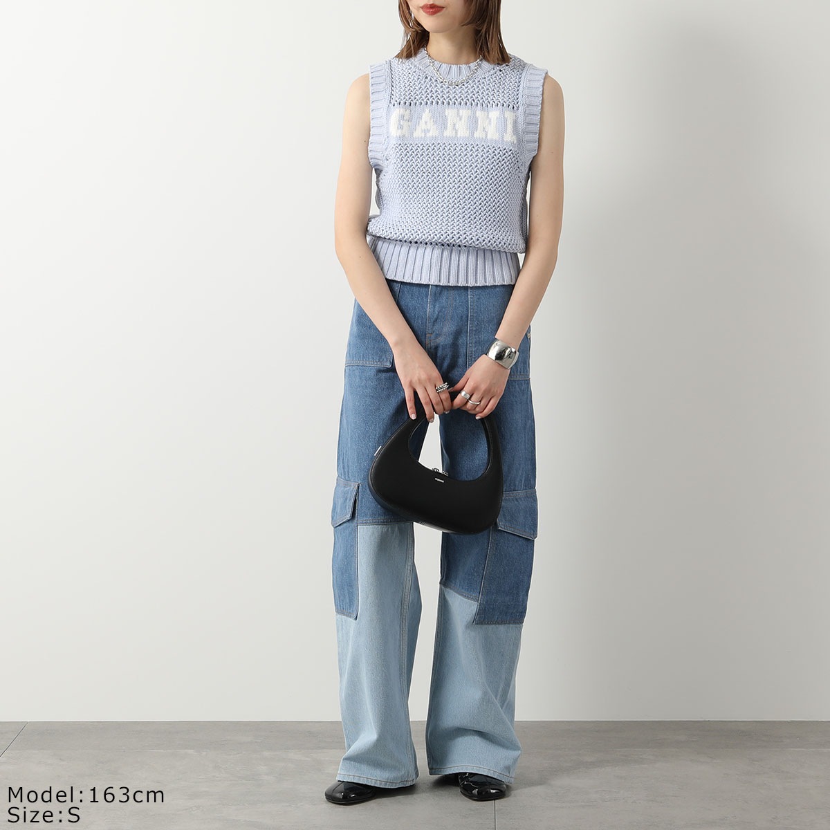 GANNI ガニー ニットベスト Cotton Rope Vest K2047 K2100 2589 レディース ノースリーブ ロゴ プルオーバー クルーネック 【mega】