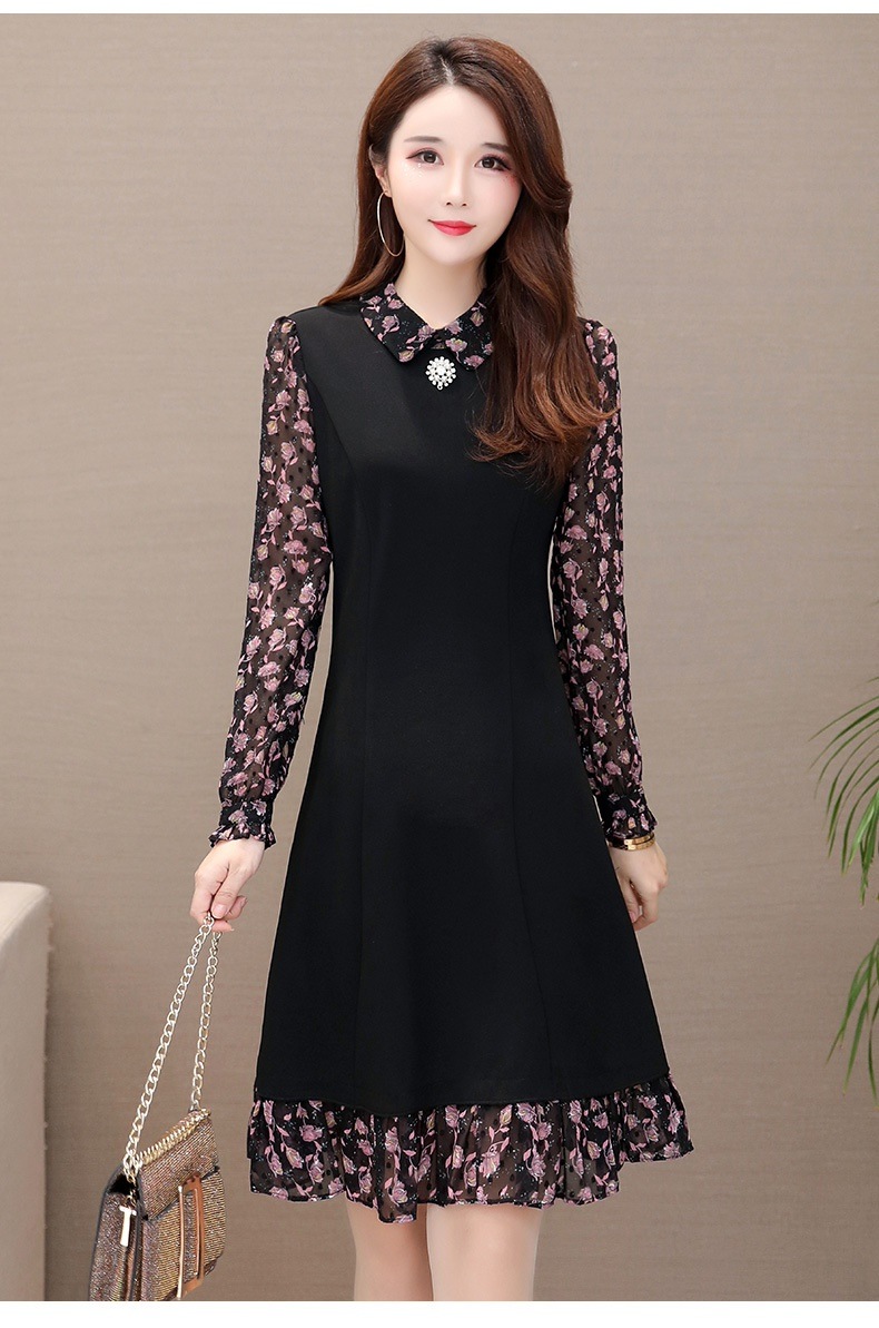 レディース ファッション ワンピース きれいめ 長袖 花柄 裾フレア Aライン 大きいサイズ ミモレ おしゃれ 大きめ 春 夏 秋 韓国 20代 30代 4616 レディース ファッション ワンピース きれいめ 長袖 花柄 裾フレア Aライン 大きいサイズ ミモレ おしゃれ 大きめ 春 夏 秋 韓国 20代 30代 4616