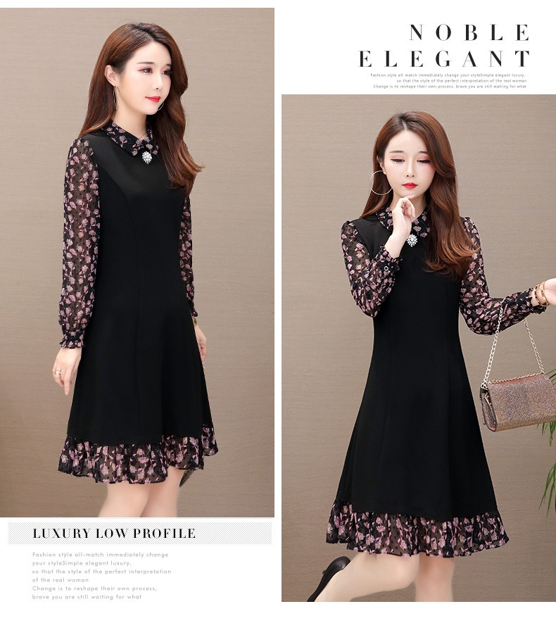 レディース ファッション ワンピース きれいめ 長袖 花柄 裾フレア Aライン 大きいサイズ ミモレ おしゃれ 大きめ 春 夏 秋 韓国 20代 30代 4616 レディース ファッション ワンピース きれいめ 長袖 花柄 裾フレア Aライン 大きいサイズ ミモレ おしゃれ 大きめ 春 夏 秋 韓国 20代 30代 4616