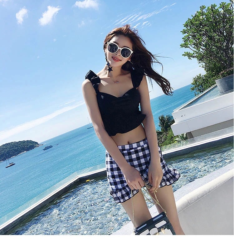 水着 レディース タンキニ 2点セット ジュニア 女の子 スカート 体型カバー 韓国 パッド付き ノーワイヤー セパレート フリル かわいい 無地 花柄 レース フリーサイズ 可愛い お洒落 くすみカ