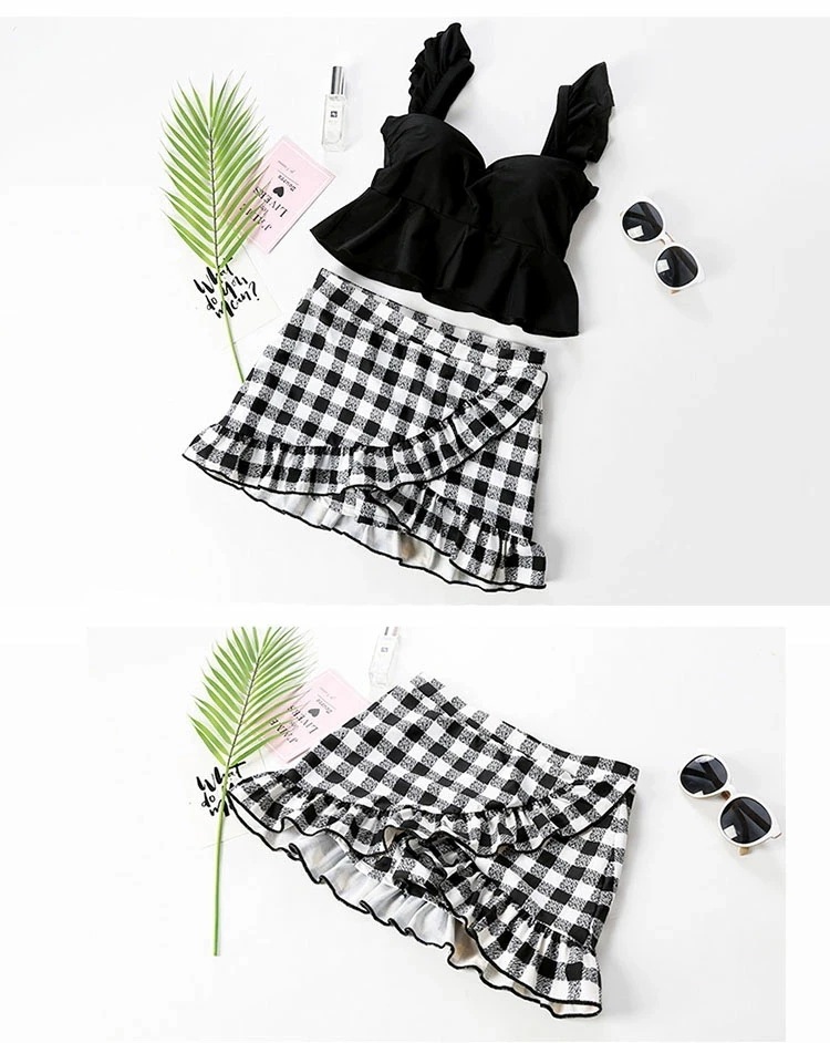 水着 レディース タンキニ 2点セット ジュニア 女の子 スカート 体型カバー 韓国 パッド付き ノーワイヤー セパレート フリル かわいい 無地 花柄 レース フリーサイズ 可愛い お洒落 くすみカ