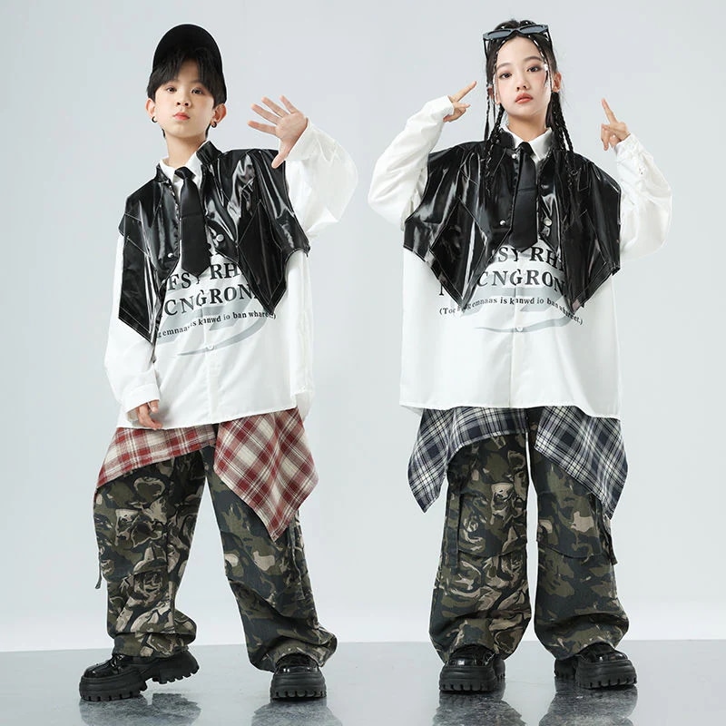 子供の街のダンスのファッション服の男の子のヒップホップの子供服のhiphopの女の子のジャズのダンスの服装の子供の爆発の街の公演服