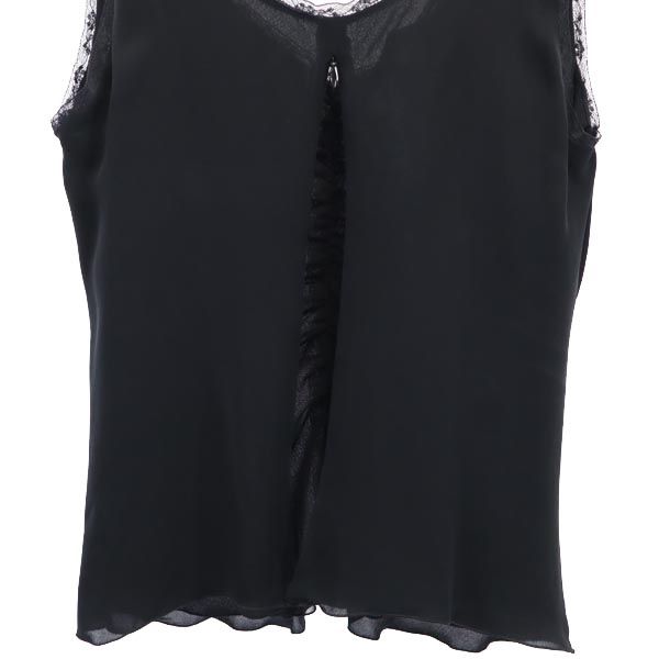シルク タンクトップ 44 ブラック系 カットソー バックジップ レディース シルク タンクトップ 44 ブラック系 カットソー バックジップ レディース