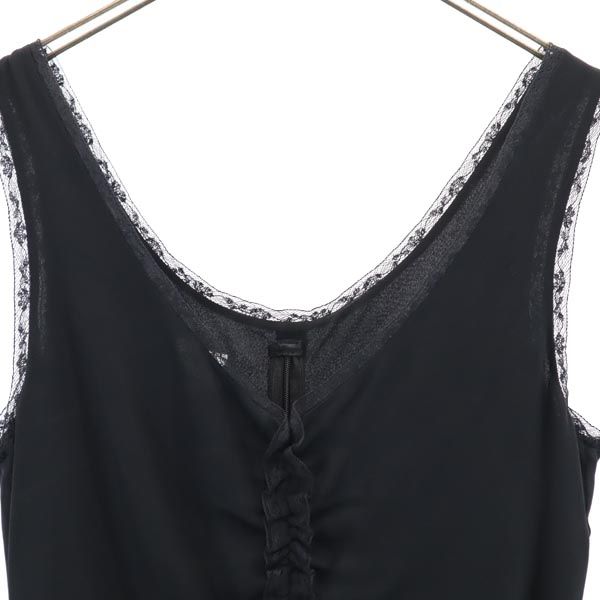 シルク タンクトップ 44 ブラック系 カットソー バックジップ レディース シルク タンクトップ 44 ブラック系 カットソー バックジップ レディース
