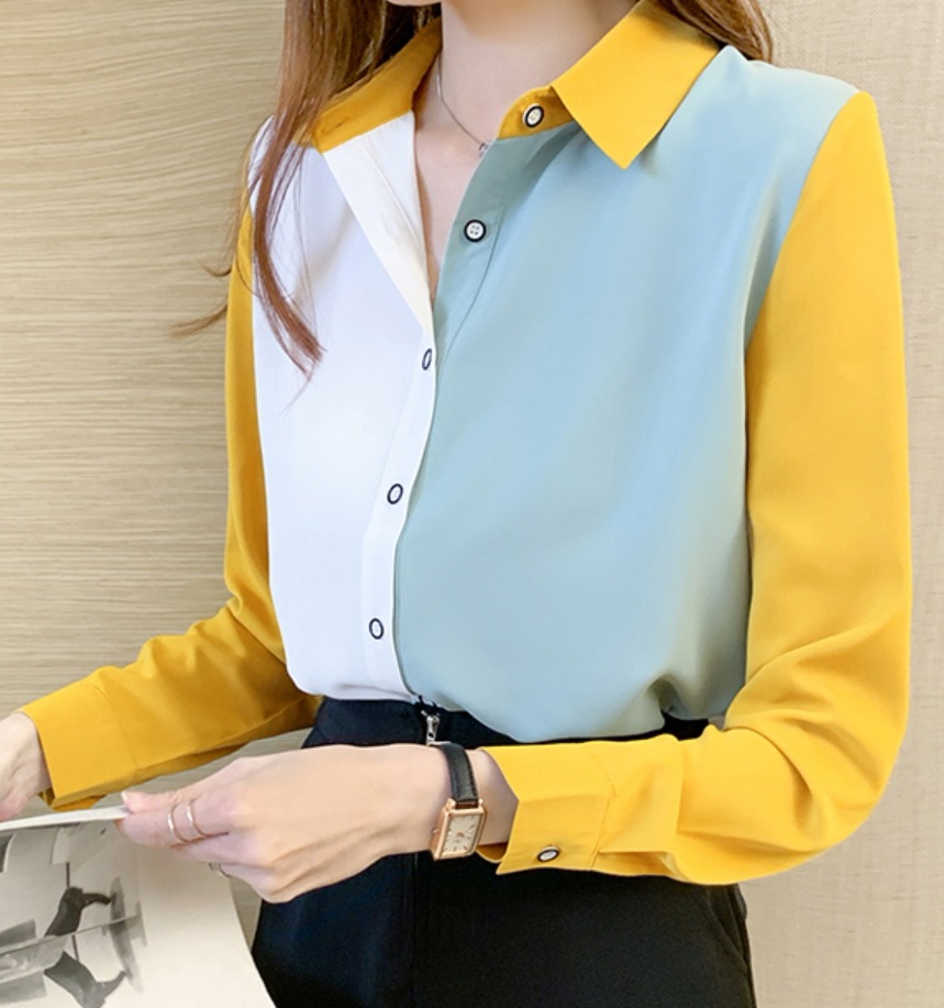 キレイめ シフォンシャツ ラペルシャツ トップス シャツ ブラウス 袖あり 長袖 Vネック 襟付き スタンドカラー ストレート スマート シフォン 前開き ポリエステル かわいい 大人可愛い きれいめ
