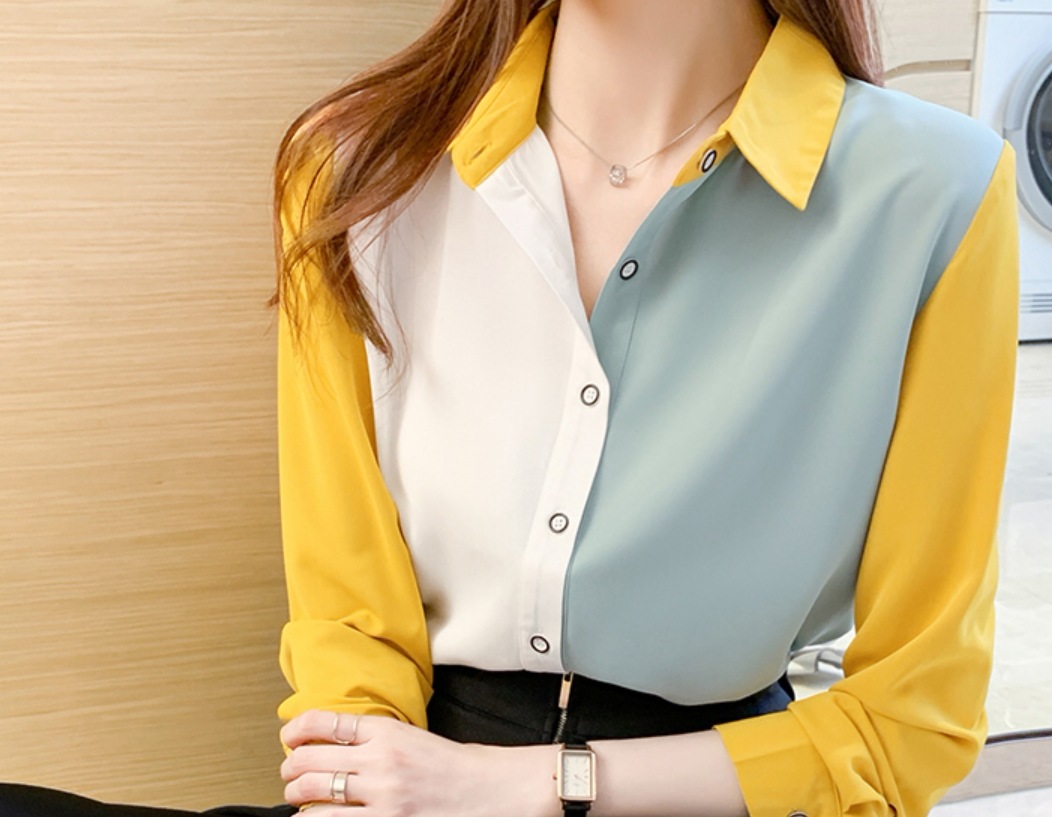キレイめ シフォンシャツ ラペルシャツ トップス シャツ ブラウス 袖あり 長袖 Vネック 襟付き スタンドカラー ストレート スマート シフォン 前開き ポリエステル かわいい 大人可愛い きれいめ