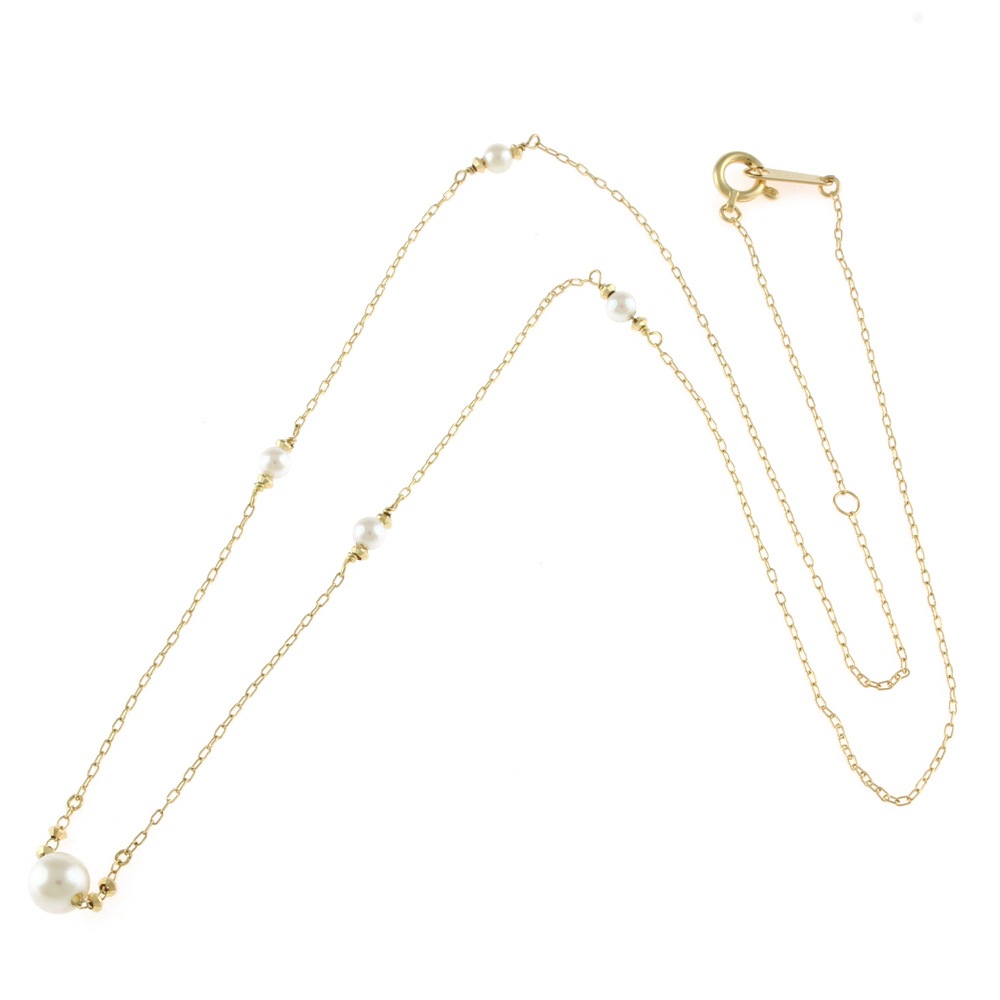 ネックレス 18金 K18ゴールド パール：5珠 新品