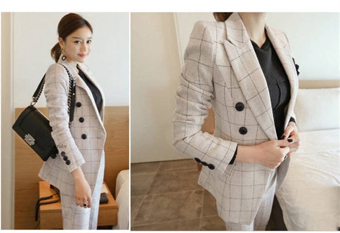 セットアップ レディース 上下2点セット チェック柄 テーラードジャケット アンクルパンツ スリム スーツ カジュアル 可愛い フェミニン きれいめ 上品 エレガント おしゃれ オフィス 入学式 卒業