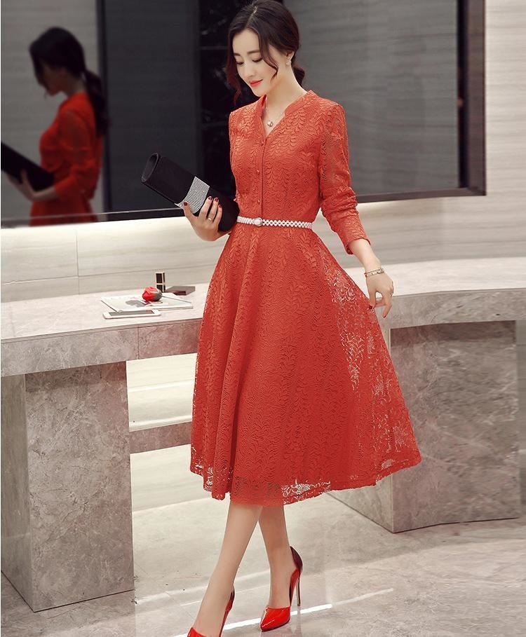 1489.総レースベルト付きドレス(オレンジ) 2019 春夏 sale 結婚式 パーティー ディナー 演奏会 同窓会 1489.総レースベルト付きドレス(オレンジ) 2019 春夏 sale 結婚式 パーティー ディナー 演奏会 同窓会