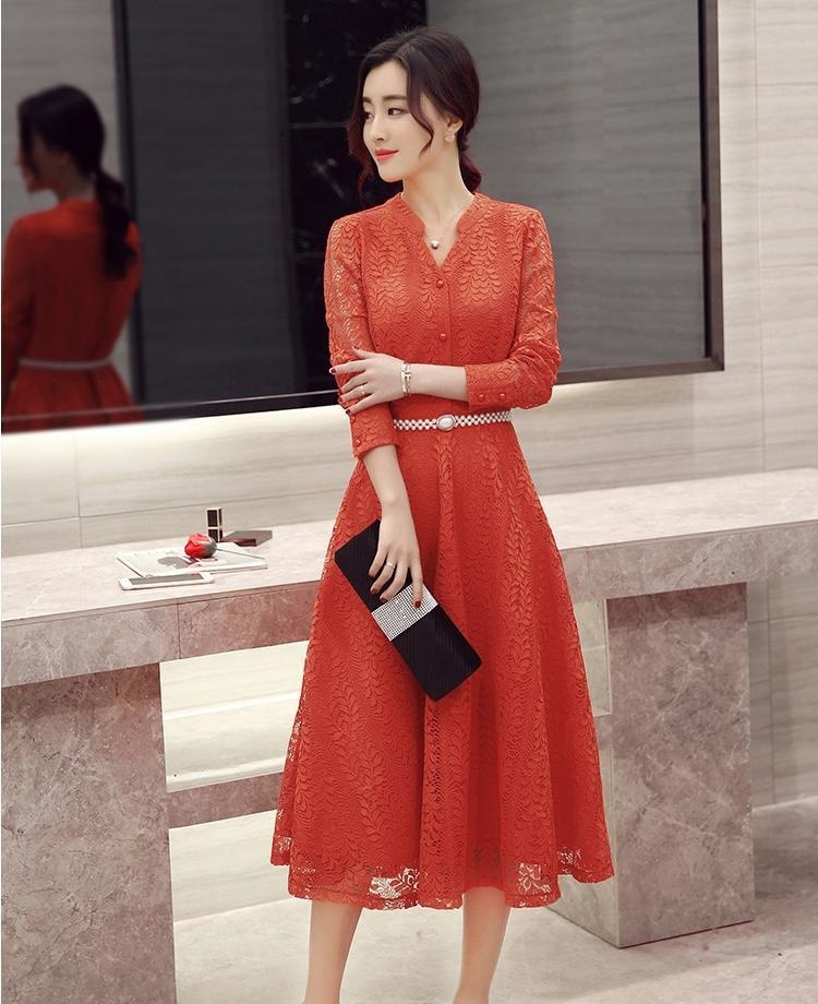 1489.総レースベルト付きドレス(オレンジ) 2019 春夏 sale 結婚式 パーティー ディナー 演奏会 同窓会 1489.総レースベルト付きドレス(オレンジ) 2019 春夏 sale 結婚式 パーティー ディナー 演奏会 同窓会