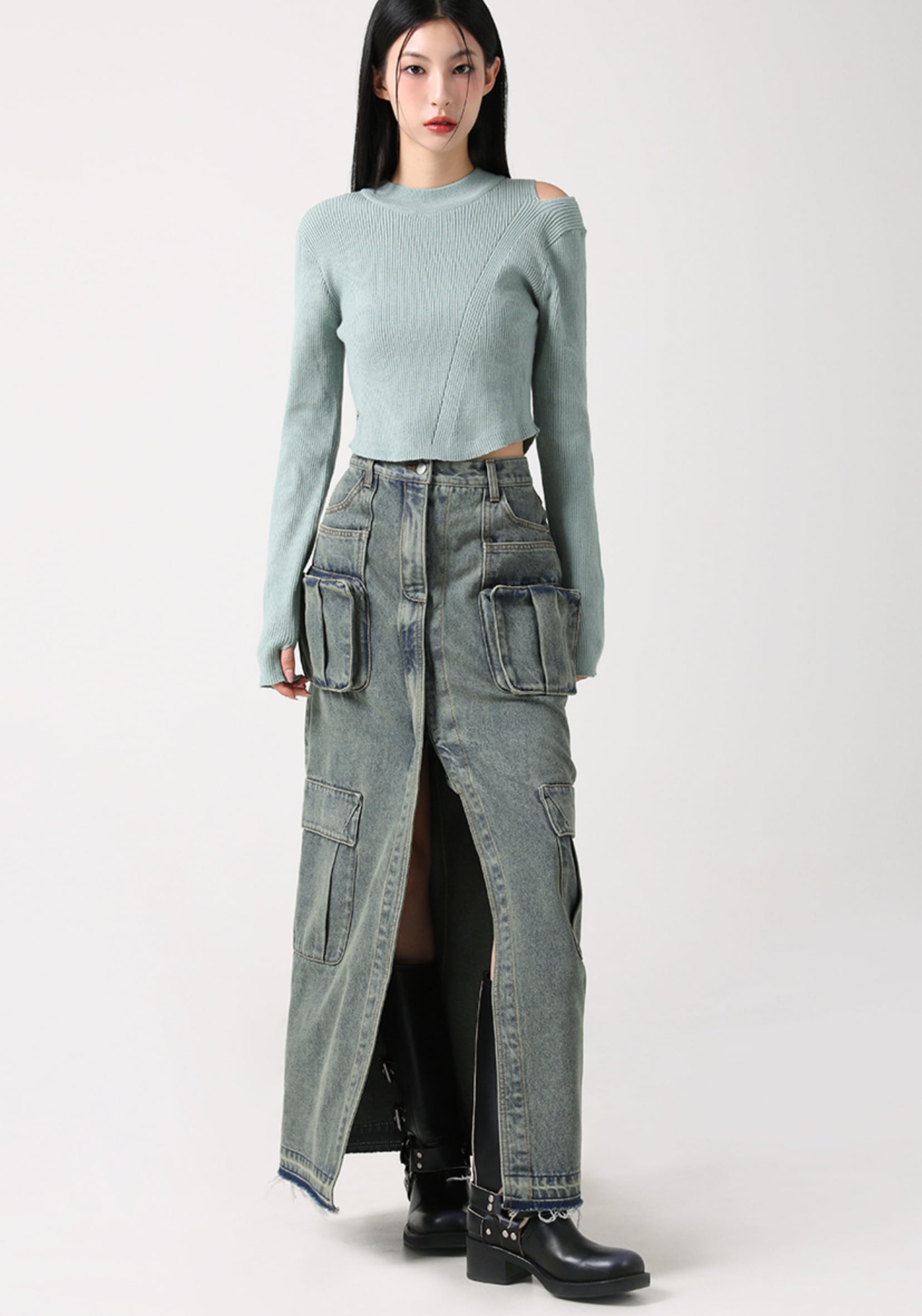 Evelyn Long Denim Skirt VINTAGE BLUE