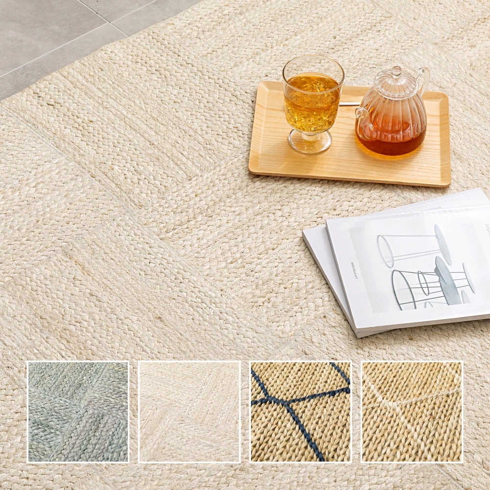 手織り インド製 ジュートマット 120x180cm オールシーズン 高耐久 アジアンテイスト 手織り インド製 ジュートマット 120x180cm オールシーズン 高耐久 アジアンテイスト