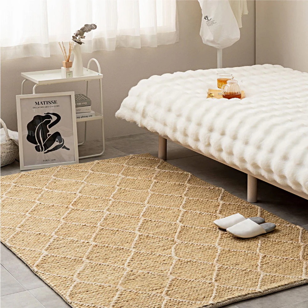 手織り インド製 ジュートマット 120x180cm オールシーズン 高耐久 アジアンテイスト 手織り インド製 ジュートマット 120x180cm オールシーズン 高耐久 アジアンテイスト