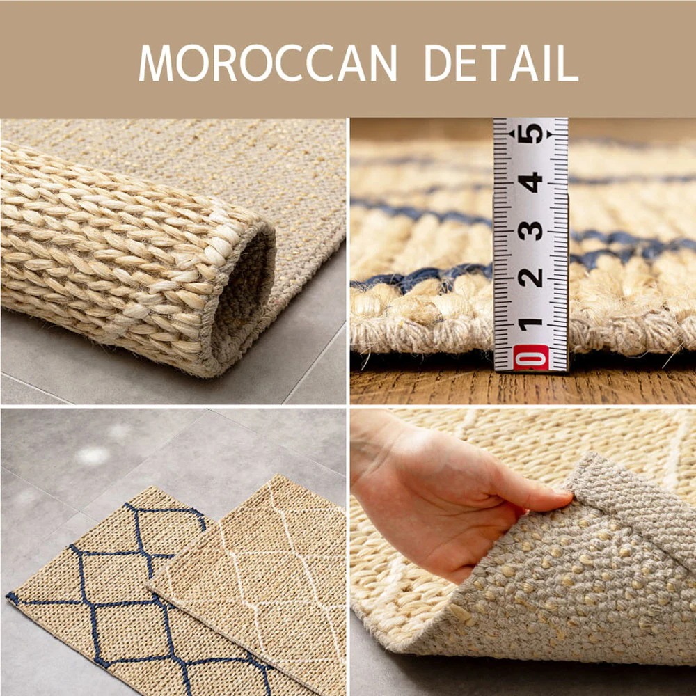 手織り インド製 ジュートマット 120x180cm オールシーズン 高耐久 アジアンテイスト 手織り インド製 ジュートマット 120x180cm オールシーズン 高耐久 アジアンテイスト