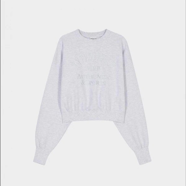 TWICE ジヒョちゃん着用 韓国ブランド【TYPESERVICE】(タイプサービス) Arch Logo Crop Sweatshirt  [Melange Gray] 国内発送