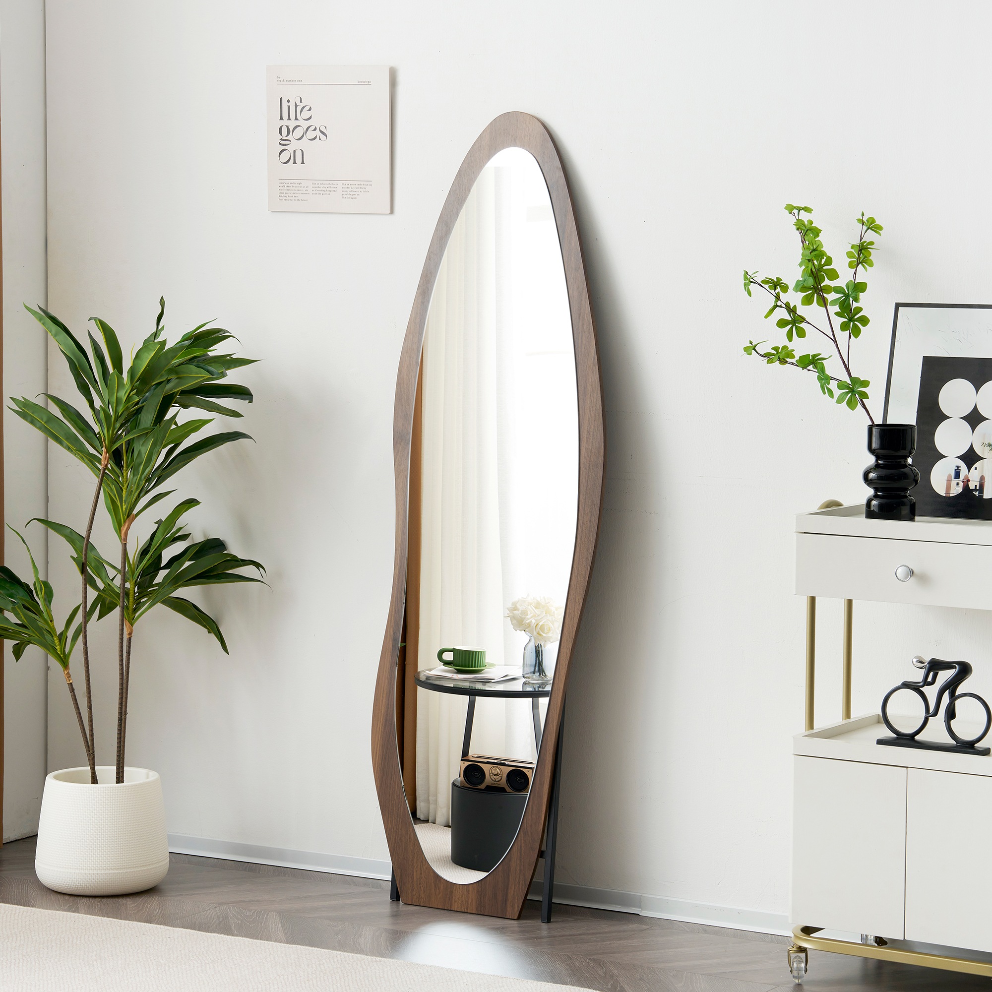 【国内即発送】453 全身鏡 ウェーブミラー 姿見鏡 北欧 木目調 スタンドミラー 壁掛けミラー 立てかけ 姿見 鏡 ミラー おしゃれ 飛散防止 160*50CM ブラウン 【国内即発送】453 全身鏡 ウェーブミラー 姿見鏡 北欧 木目調 スタンドミラー 壁掛けミラー 立てかけ 姿見 鏡 ミラー おしゃれ 飛散防止 160*50CM ブラウン