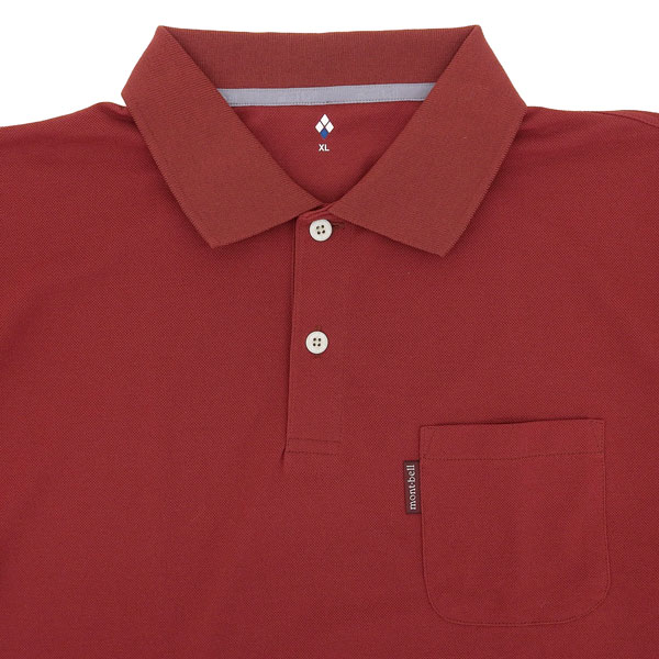 モンベル ポロシャツ メンズ 鹿の子 カノコ 半袖 S M L XL ワイン