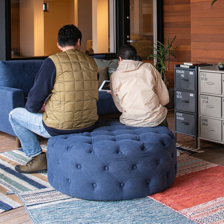 椅子 チェア スツール 丸椅子 おしゃれ 帆布 撥水 円形 丸形 低ホルムアルデヒド 完成品 直径100cm 座面高38cm いす イス