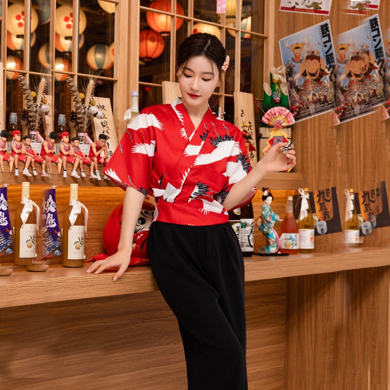 作業服着物スーツ高級レストラン迎賓服和風サービス従業員長袖上着女性