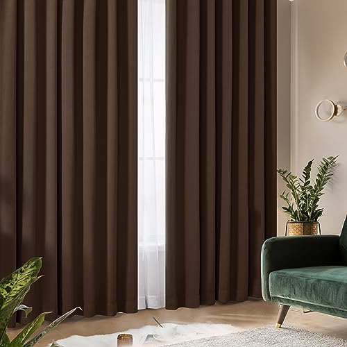 【ブラウン】Deconovo 1級遮光ドレープカーテン Deconovo 1級遮光 ドレープカーテン 2枚組 幅100cm丈230cm