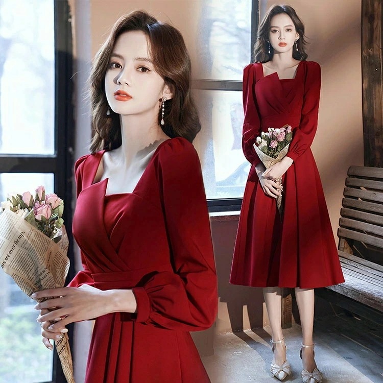 結婚式ドレス 二次会ドレス ワイン赤 サテン ドレス ミモレ丈ドレス パフスリーブ パーティードレス 白 黒 ワインレッド 成人式ドレス 同窓会 謝恩会 ミディアム丈 お呼ばれドレス 長袖 Aライン 結婚式ドレス 二次会ドレス ワイン赤 サテン ドレス ミモレ丈ドレス パフスリーブ パーティードレス 白 黒 ワインレッド 成人式ドレス 同窓会 謝恩会 ミディアム丈 お呼ばれドレス 長袖 Aライン