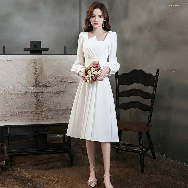 結婚式ドレス 二次会ドレス ワイン赤 サテン ドレス ミモレ丈ドレス パフスリーブ パーティードレス 白 黒 ワインレッド 成人式ドレス 同窓会 謝恩会 ミディアム丈 お呼ばれドレス 長袖 Aライン 結婚式ドレス 二次会ドレス ワイン赤 サテン ドレス ミモレ丈ドレス パフスリーブ パーティードレス 白 黒 ワインレッド 成人式ドレス 同窓会 謝恩会 ミディアム丈 お呼ばれドレス 長袖 Aライン