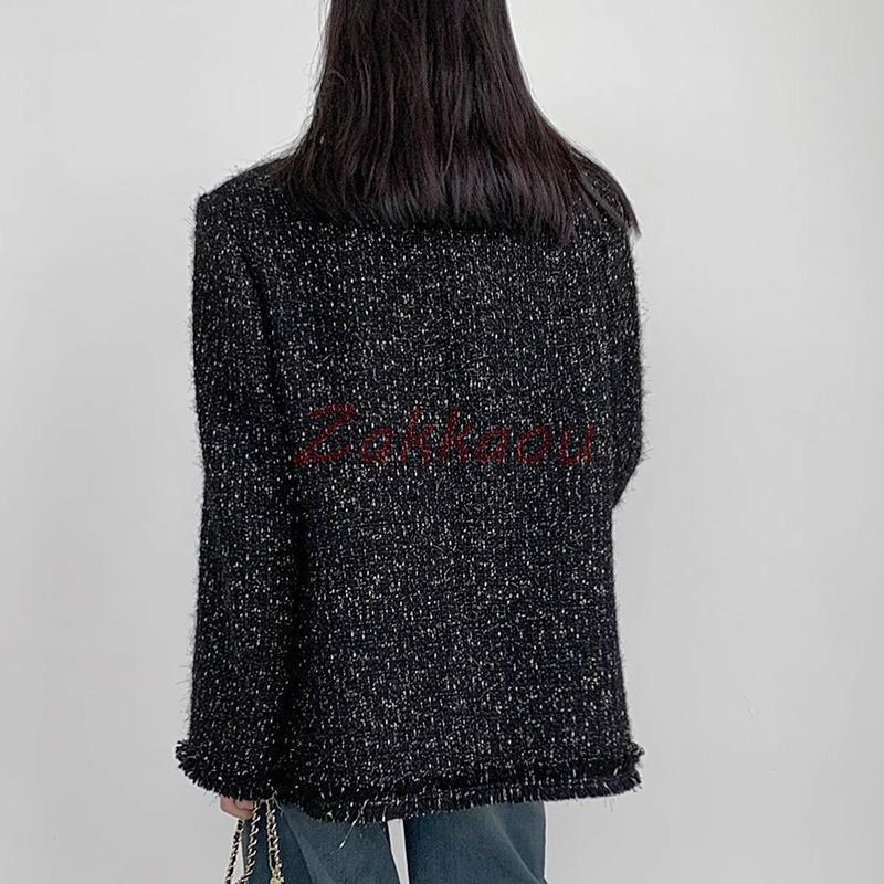 ツイードジャケット 丸首 ノーカラー レディース アウター 羽織り コート オフィス 通勤 L フォーマル ノーカラージャケット カーディガン きれいめ