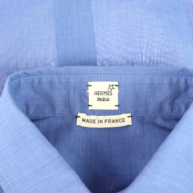 新品未使用展示品 HERMES エルメス ブラウス - アパレル 表記サイズ 34 コットン ブルー ノースリーブ 本物保証 中古