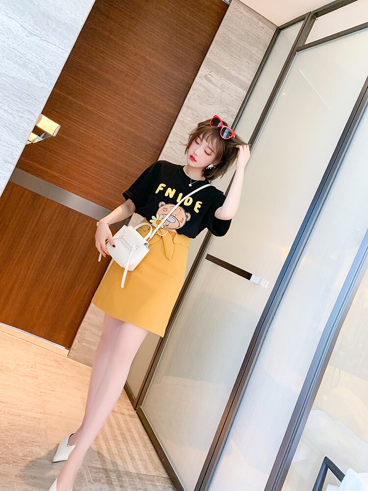 トップス カットソー Tシャツ ロング丈 ロンT くま柄 動物柄 キャラクター ラウンドネック