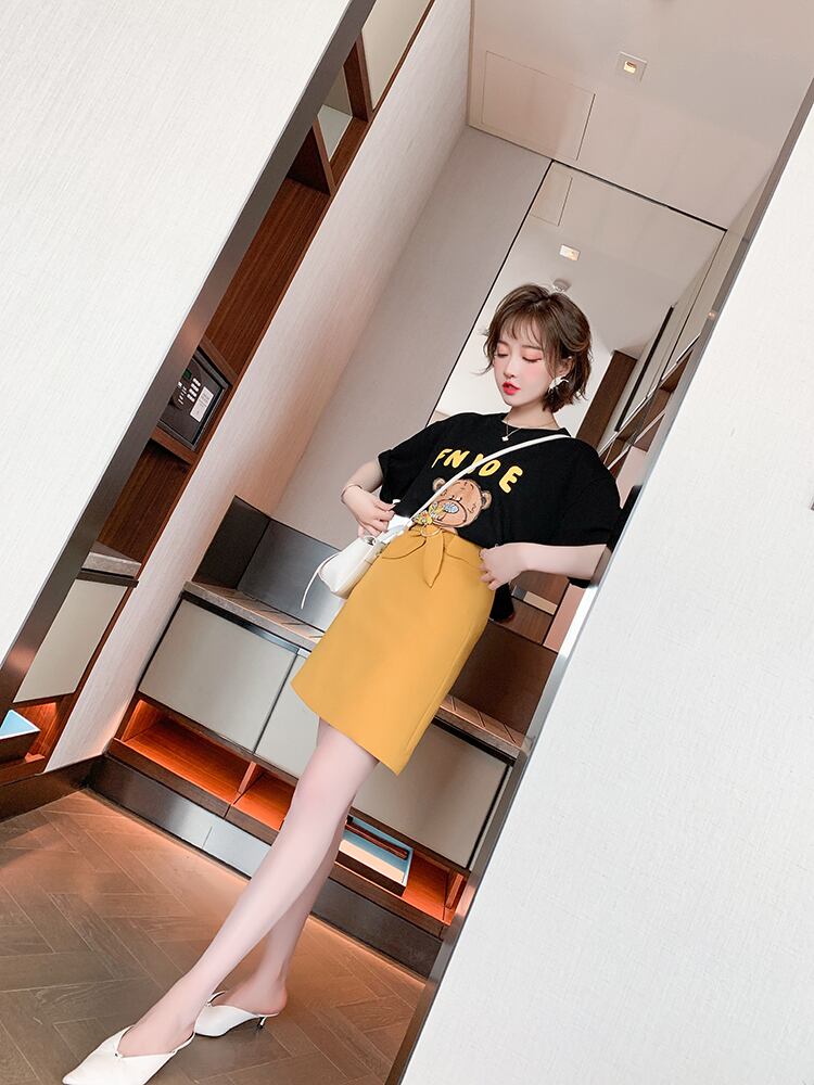 トップス カットソー Tシャツ ロング丈 ロンT くま柄 動物柄 キャラクター ラウンドネック