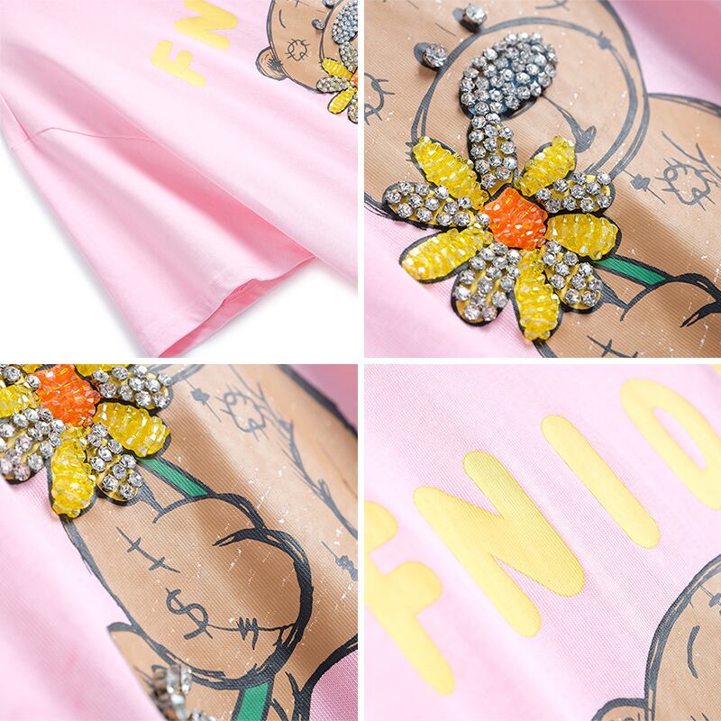 トップス カットソー Tシャツ ロング丈 ロンT くま柄 動物柄 キャラクター ラウンドネック