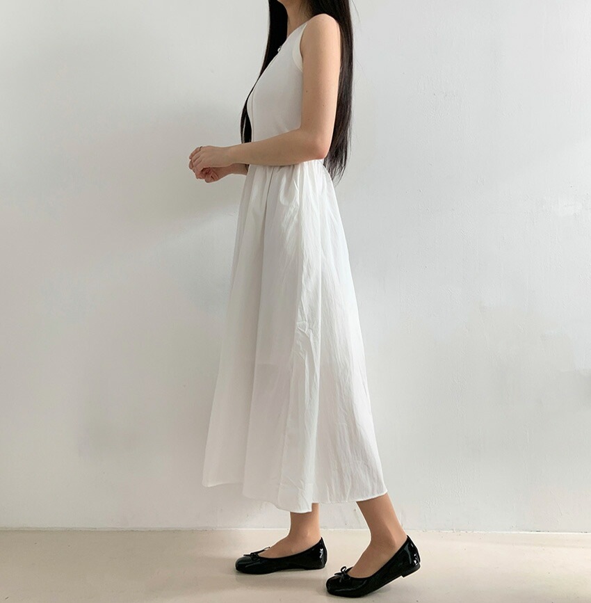 [メガ割りSALE]センターラインタンクトップフレアコンビワンピース