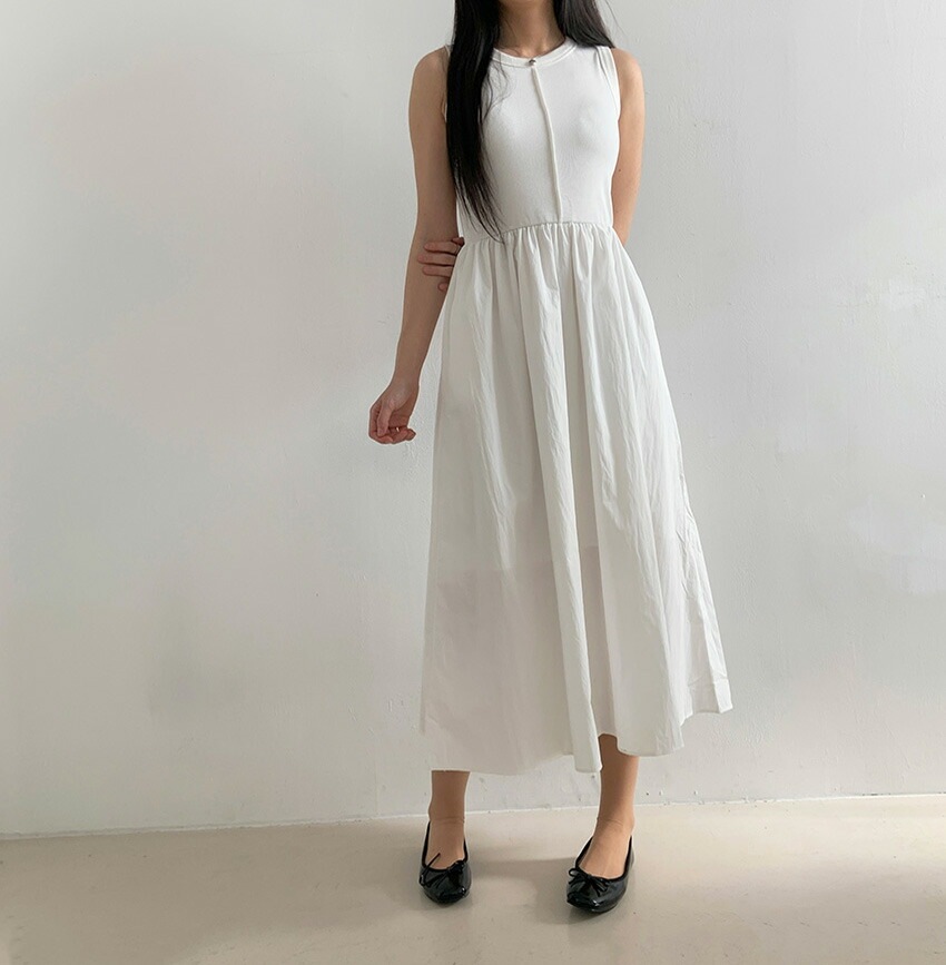 [メガ割りSALE]センターラインタンクトップフレアコンビワンピース