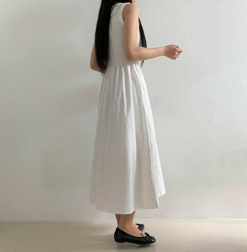 [メガ割りSALE]センターラインタンクトップフレアコンビワンピース