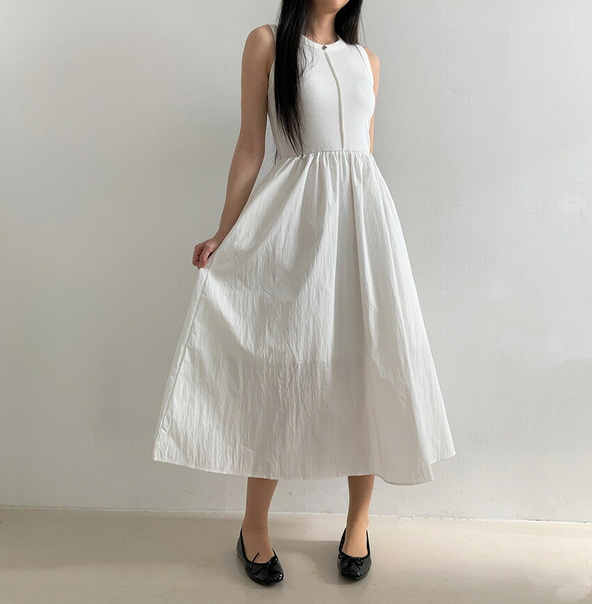 [メガ割りSALE]センターラインタンクトップフレアコンビワンピース