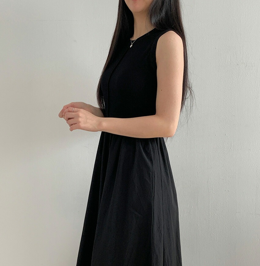 [メガ割りSALE]センターラインタンクトップフレアコンビワンピース