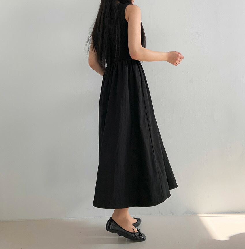 [メガ割りSALE]センターラインタンクトップフレアコンビワンピース