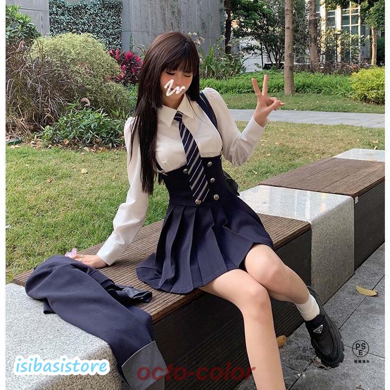 今日限りで!!韓国 制服 ブレザー なんちゃって制服 セット ジャケット 白シャツ 長袖 ネクタイ サロペットスカート 卒業式 スーツ レディース 女子高生 中学生 高校生 入学式 今日限りで!!韓国 制服 ブレザー なんちゃって制服 セット ジャケット 白シャツ 長袖 ネクタイ サロペットスカート 卒業式 スーツ レディース 女子高生 中学生 高校生 入学式