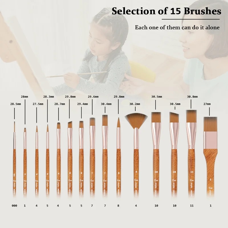芸術的な絵画のためのブラシのセット,アクリル,油絵,ガッシュ,15個のブラシのセット