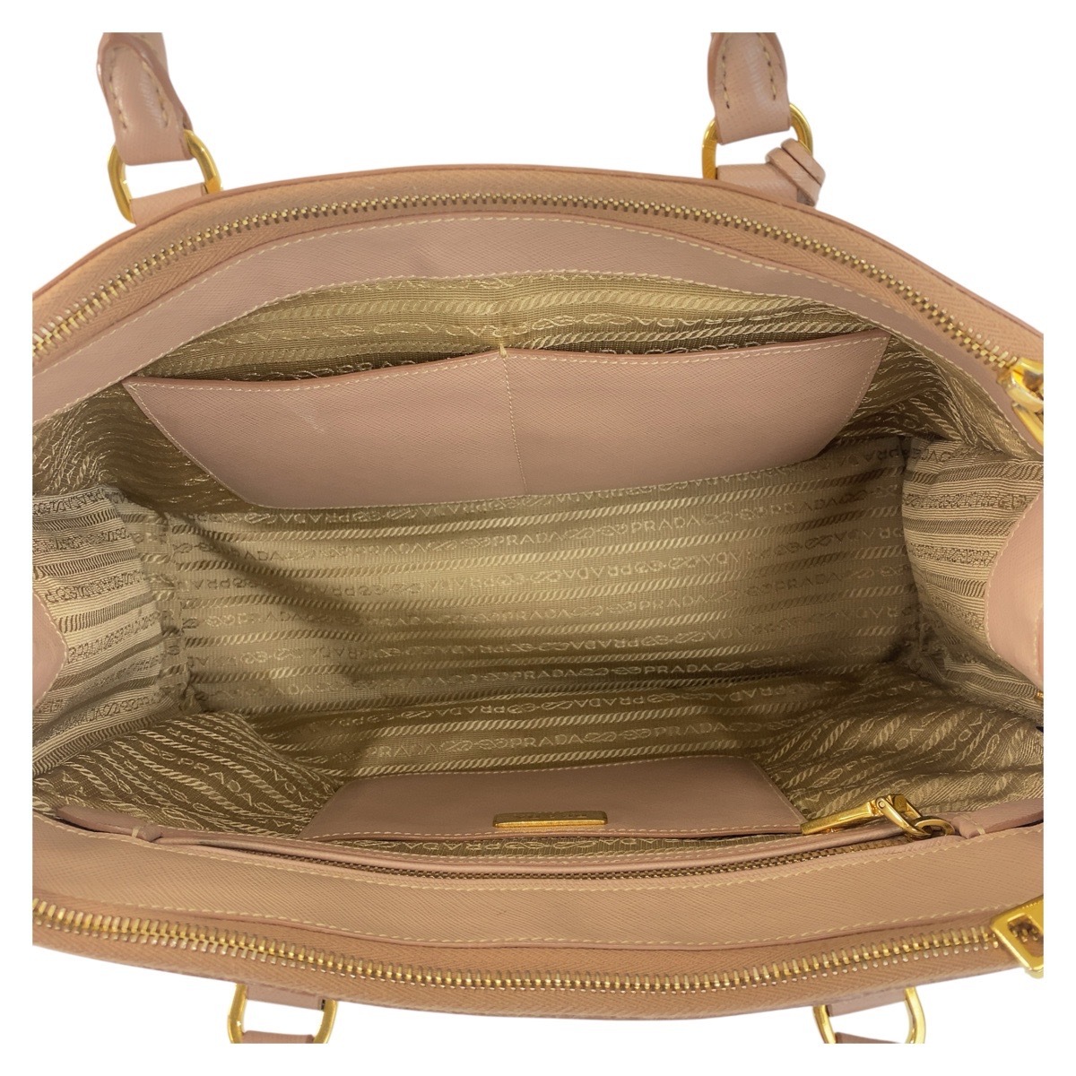 美品 サフィアーノ 三角ロゴプレート ベージュ ゴールド金具 レザー トートバッグ ハンドバッグ ショルダーバッグ 2way レディース 501293