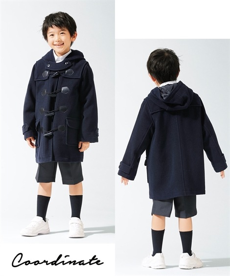 キッズ 子供 アウターウール混ダッフルコート（男の子　女の子　子供服　ジュニア服） 紺 チャコールグレー
