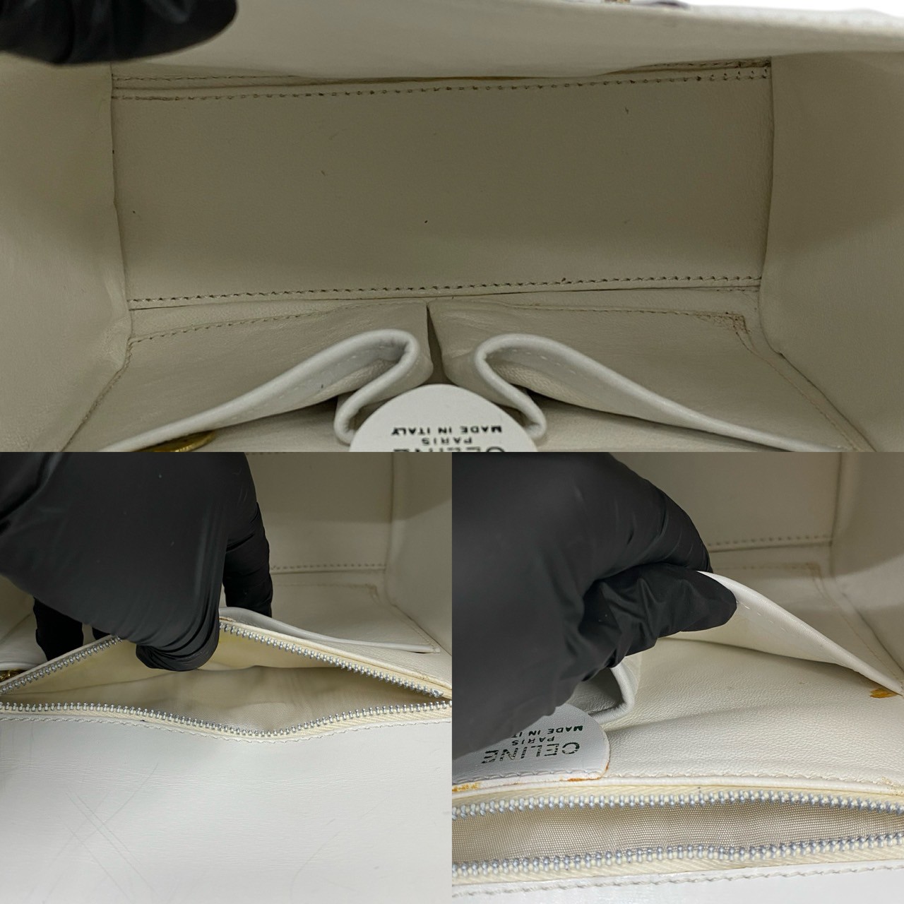 ヴィンテージ ロゴ リボン金具ハンドバッグ レザー ホワイト 38242 ヴィンテージ ロゴ リボン金具ハンドバッグ レザー ホワイト 38242