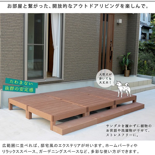ウッドデッキ ステップ 1セット 人工木ウッドデッキ お庭 ベランダ テラス 玄関ステップ デッキ